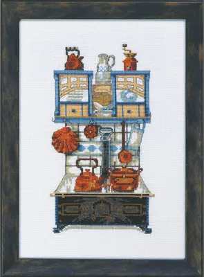 Immagine prodotto di Kit Permin per ricamo a punto croce "Stufa nera", schema contato, 22x32 cm, 12-2141