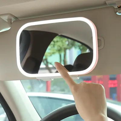 Produktbild von Auto-Höfenspiegel, Auto-Kosmetikspiegel, wiederaufladbarer Auto-Sonnenblendenspiegel mit 3 Beleuchtungsmodi, 7,8 Zoll Touchscreen, universeller Sonnenschutzspiegel für Auto, LKW, SUV (Pink)