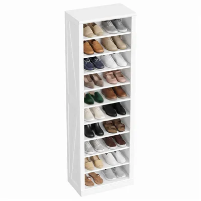 Produktbild von Schuhschrank,10 Ebenen(40B cm),18-20 Paar, Weiß | Freistehend Schuhkommode, Verstellbare Regalböden, Für Eingang, Wohnzimmer, Schlafzimmer