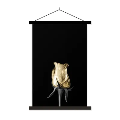 Produktbild von MuchoWow® Textilposter Blumen - Licht - Schwarz 60x90 cm mit schwarzem Rahmen - Poster Wohnzimmer