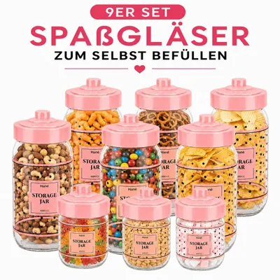 Produktbild von 9 Vorratsgläser Spaßgläser Aufbewahrungsgläser Vorratsdosen Glas Vorratsbehälter