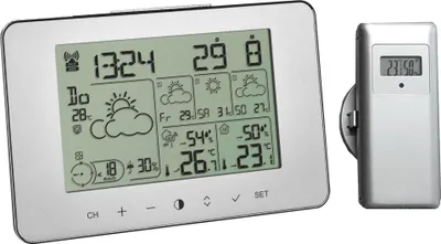 Produktbild von TFA 35.1156 Meteotime Primo digitale Funkwetterstation mit Wettervorhersage und Außensender : silber : ohne Batterien