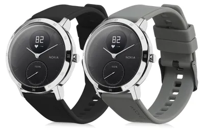 Produktbild von kwmobile 2x Uhrenarmband für Withings ScanWatch 42mm / Steel HR 40mm / ScanWatch Horizon Armband - Fitnesstracker Band Set aus TPU Silikon -