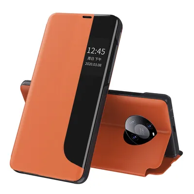 Obrázek produktu pro Flipové pouzdro pro Huawei Mate 40 Pro,Polyuretankůže pouzdro s okénkem a funkcí stojánku Pomerančový