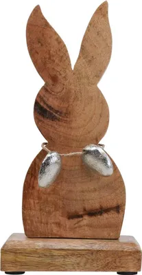 Produktbild von Osterdeko Holzfigur Hase mit Metalleiern, Tischdekoration für Ostern, Natürliches Design, H20,5cm