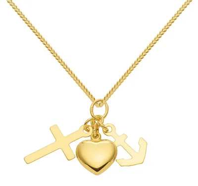 Produktbild von Anhänger Glaube-Liebe-Hoffnung mit Goldkette 333-8 Karat Gold 42 cm