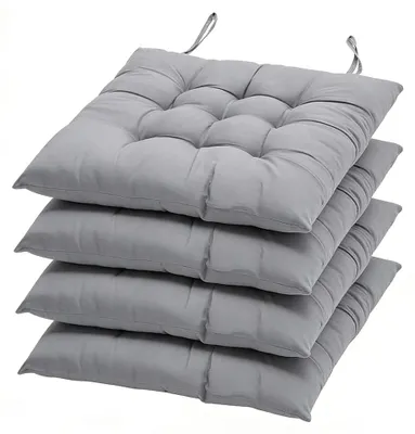 Sitzkissen-Set 4er-Pack 40x40 cm mit Bändern, grau