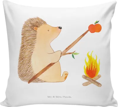 Produktbild von Mr. & Mrs. Panda Kissen 40x40 Igel Grillen - Weiß - Geschenk, Dekokissen, Ziele, Spruch, Motivation, Lustige Sprüche, bedruckt, kuschelkissen, Deko, zier, Arbeitslos