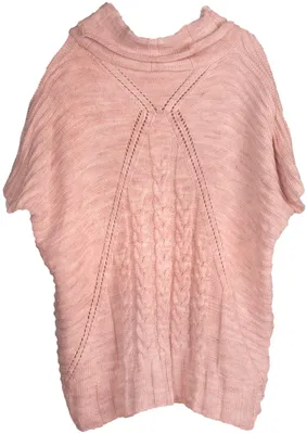 Produktbild von styleBREAKER Damen Strick Poncho mit Zopfmuster, Ärmel und Schalkragen 08010054