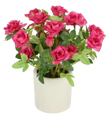 Zdjęcie produktu dla Dzika róża w doniczce, 32 cm, dekoracyjna sztuczna róża, sztuczne róże, dzikie róże, sztuczna roślina