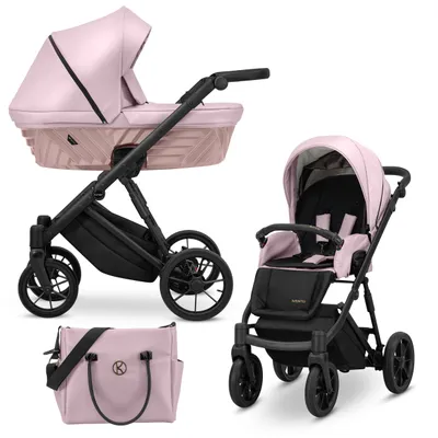 Image de IVENTO poussette poussette siège auto set complet poussette set 2 en 1 (eco pink metallic, frame color : black)