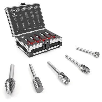 Image de Jeu de 5 outils de fraisage en carbure de tungstène, comprenant des forets abrasifs pour le polissage et la gravure sur acier et métaux