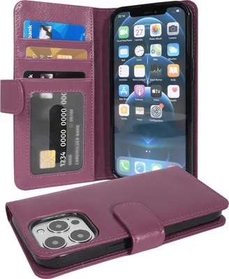 Produktbild von Cadorabo Hülle für Apple iPhone 13 PRO in Lila Backcover Handy Schutz Hülle Book Case Booklet Kartenfächer