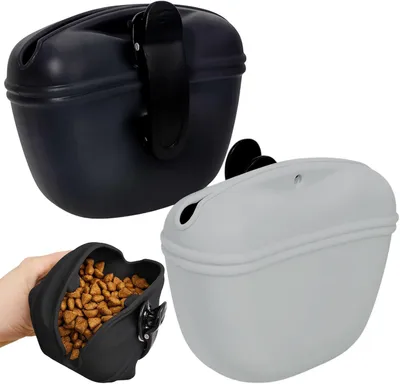 Produktbild von 2er-Set kompakte Silikon-Hundetrainings-Taschen – Mini-Leckerlibeutel mit Gürtelclip für unterwegs, platzsparend
