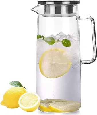 Zdjęcie produktu dla Szklana karafka z pokrywką 1000ml - Karafka na mrożoną herbatę i mleko do domowych napojów