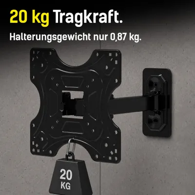 Produktbild von H Hardy TV Wandhalterung SlimGrip 20 für Fernseher 14 bis 42 Zoll, Schwenkbar Neigbar