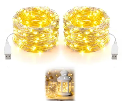 LED-Lichterkette, 5m, 50 warmweiße LEDs, USB, flexibel