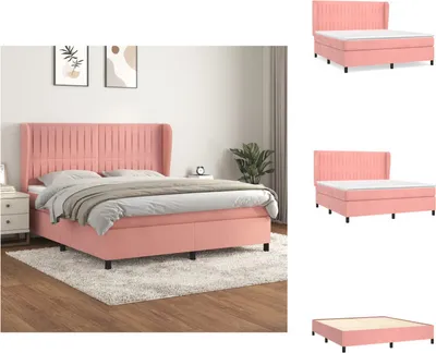 Obrázek produktu pro vidaXL Skříňová postel s matrací růžová 180x200 cm samet - Postele a válendy