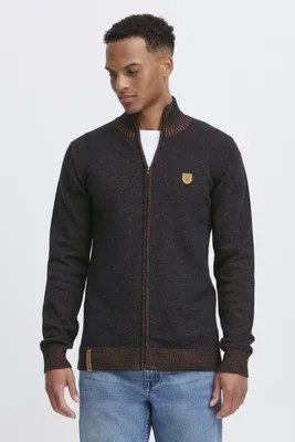 Produktbild von INDICODE IDAndy Herren Strickjacke Cardigan Grobstrick Pullover mit Stehkragen Reißverschluss Baumwollmischung Regular fit