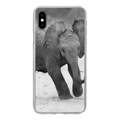 Produktbild von MuchoWow® Handyhülle Schutzhülle Hülle für iPhone Xs Elefant - Baby - Tiere - Kröte - Schwarz und weiß Silikon Softcase Handy Hülle - Handytasche