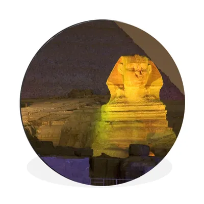 Produktbild von MuchoWow® Aluminium Wandkreis Goldene Sphinx Ø 90 cm Wanddeko Modern Wohnzimmer - Mauerkreis - Wandbilder - Runde Bild - Bild aus Aluminium - Schlafzimmer - Wohnzimmerdekoration - Wand Dekoration