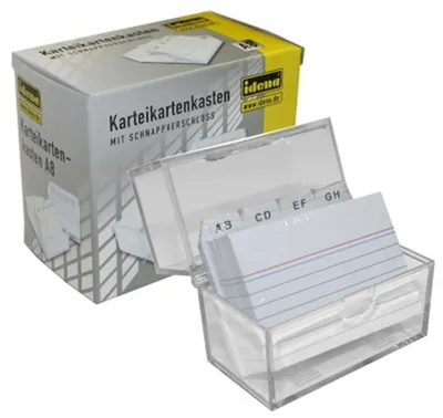 Produktbild von IDENA Karteikasten / Lernbox DIN A8 & 100 Karteikarten + Register A-Z