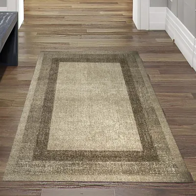 Zdjęcie produktu dla Dywan do salonu w stylu vintage z krótkim włosiem w kolorze beżowo-brązowym rozmiar - 80 x 150 cm