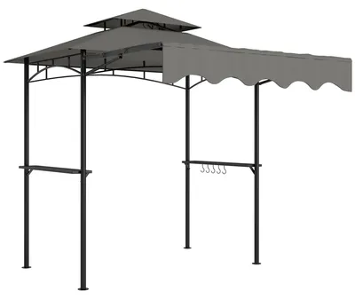 Produktbild von Grillpavillon 242x149x248 cm wasserabweisend flammhemmend Gartenpavillon mit Doppelschichtdach Grau