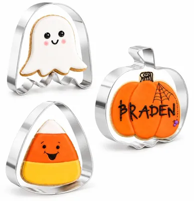 Productafbeelding van Koekvormen - Set van 3 stuks, gemaakt van roestvrij staal - Voor het bakken van koekjes - Halloween-motieven