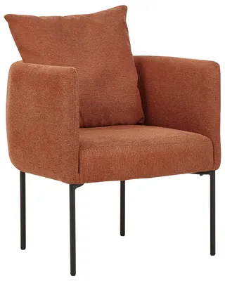 Produktbild von BELIANI Sessel Goldbraun Leinenoptik mit Schwarzen Metallbeinen Kissen Elegant Retro Stil für Wohnzimmer