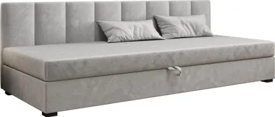 Produktbild von AURA SOFA  Boxspringbett ZIKA BIZ 80x195 Komplett-Set mit Bonell Matratze, Polsterbett mit Bettkästen - Grau, MONOLITH 84