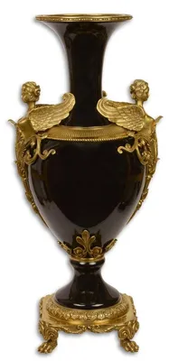 Produktbild von Casa Padrino Jugendstil Vase Schwarz / Gold 26,6 x 21,2 x H. 57,3 cm - Balustervase