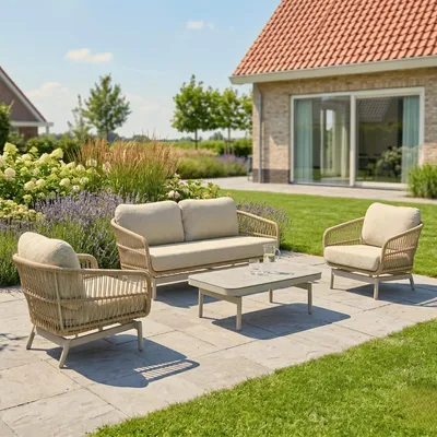 Produktbild von Gartenlounge SenS-Line Carlijn de Luxe Stuhl-Bank Beige Aluminium – BK82438
