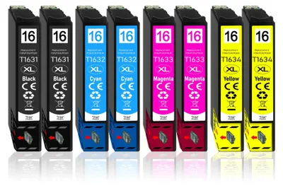 Produktbild von 8er Pack Druckerpatronen 16 16XL kompatibel mit Epson WF-2660