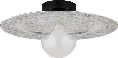 Produktbild von Globo Lighting Deckenleuchte Metall schwarz matt, Kunststoff schwarz matt, Kunststoff silber, Glas opal, klar, ø: 330mm, H: 150mm, Glaskugel DM: 10 cm, exkl. 1x G9 LED 5W 230V