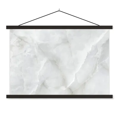 Produktbild von MuchoWow® Textilposter Marmor - Weiß - Muster - Stein - Marmoroptik 120x80 cm mit schwarzem Rahmen - Wanddeko