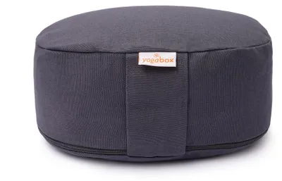 Produktbild von yogabox Yogilino® Reise Meditationskissen mini oval BASIC - grau 26 x 21 x 9 cm Buchweizenschalen