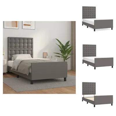 Produktbild von vidaXL Bettgestell mit Kopfteil Grau 80x200 cm Kunstleder -  Betten & Bettgestelle