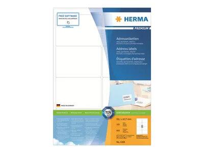 Image de HERMA Étiquettes d'adresse Premium A4 blanc 99,1x67,7 mm papier mat 800 ex.