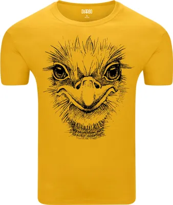 Produktbild von Diarbo Herren T-Shirt mit Tierliebhaber Druck Straußenkopfskizze Gelb Gr.XL
