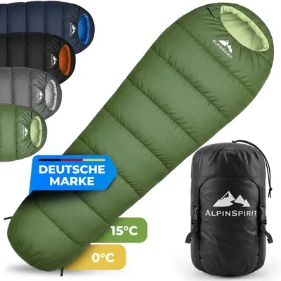 Produktbild von AlpinSpirit Schlafsack [Ultraleicht] 3 Jahreszeiten Sommer & Winter, kleines Packmaß, Komfort, 210x75 cm, leicht & kompakt für Outdoor & Camping