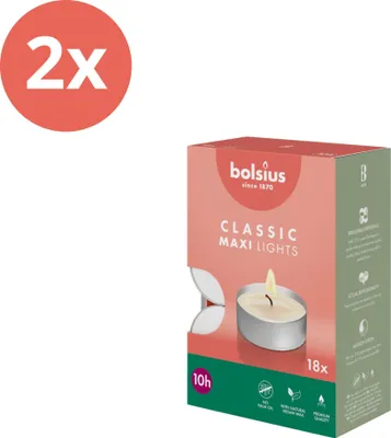 Image de Bolsius - Maxi - Bougies à réchaud - 18 pièces par paquet - Boîte - Pack avantage - 36 pièces - 2 Emballage