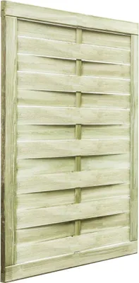 A wooden garden gate with horizontal slats.