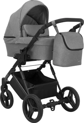 Produktbild von Kinderwagen LAZZIO Babywagen Babyschale Kinder Wagen Set 1 in 1 (grau, Rahmenfarbe: Schwarz)