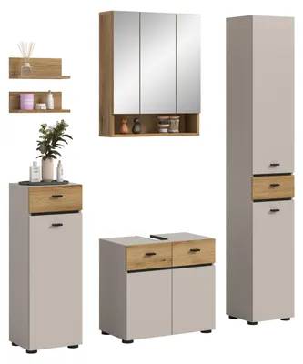 Produktbild von xonox.home Badkombination Aqua Kaschmir Melamin B/H/T: 154x191x35 cm