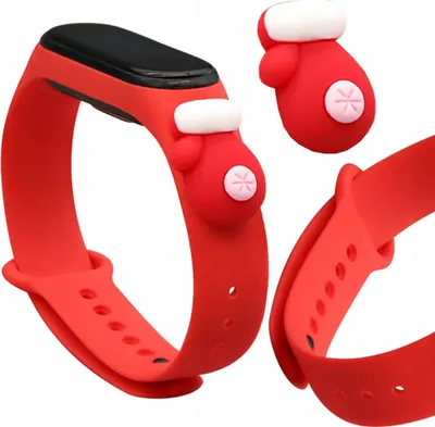 Immagine prodotto di Cinturino Xmas Band per Xiaomi Mi Band 6 / Mi Band 5 Natale Silicone Strap Bracciale Rosso (Guanto)