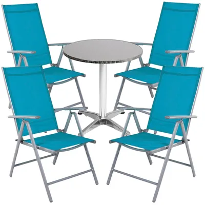 Productafbeelding van Bistro set, 5-delig, zilvergrijs / petrolkleur