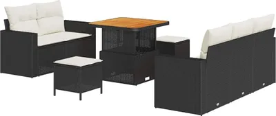 Immagine prodotto di vidaXL Set di divani da giardino con cuscini 8 pezzi in polirattan nero