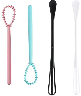 Image de 4 mini-fouets, en plastique, à main, polyvalents, pour cuisiner et mélanger