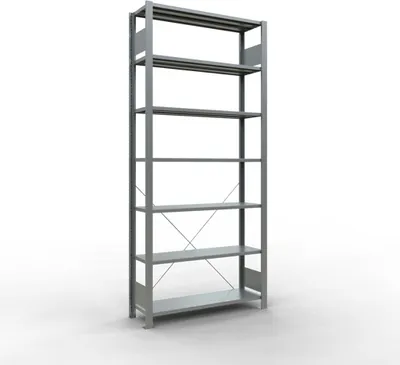 Produktbild von Schulte Büro-Fachbodenregal MULTIplus85 Stecksystem ohne Anschlagleiste | Grundregal | Fachlast 85kg | HxBxT 230x100x30cm | 7 Ebenen | Einseitig nutzbar | Verzinkt